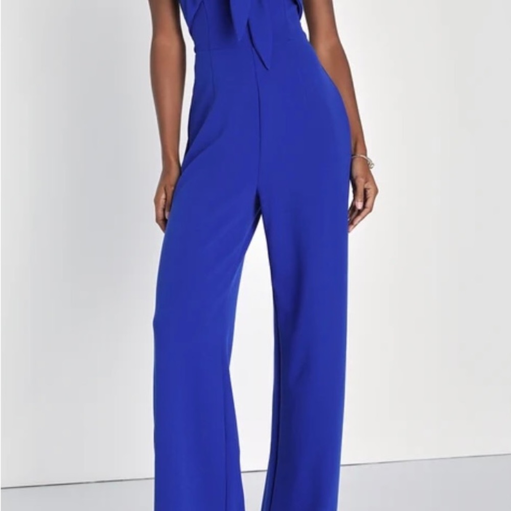 Off shoulder Royal blue jumpsuit L with tags